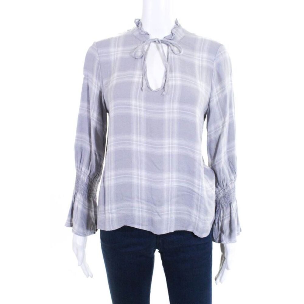 Waverly Grey Womens Long Sleeve Jennifer Plaid Top Blouse Gray Size S 11458702